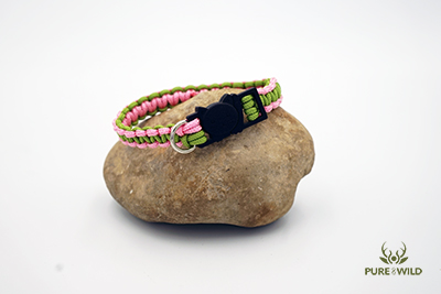 Paracord katten halsband Roze groen S