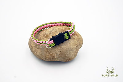 Paracord katten halsband Roze groen S