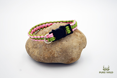 Paracord katten halsband Roze groen S