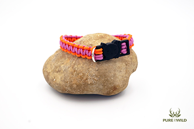 Pure & Wild paracord katten halsband Oranje Roze S