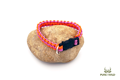 Pure & Wild paracord katten halsband Oranje Roze S