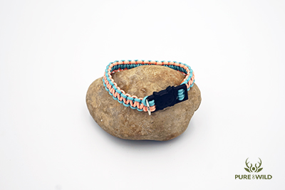 Pure & Wild paracord katten halsband turquoise zalm S