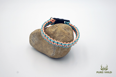 Pure & Wild paracord katten halsband turquoise zalm S