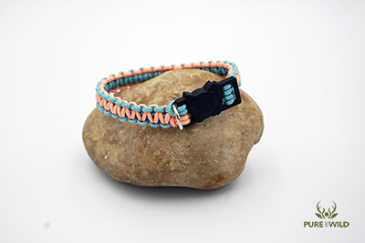 Pure & Wild paracord katten halsband turquoise zalm S